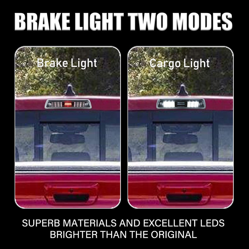 ILONPA High Mount Stop Lights Third 3rd Brake Lights Replacement for Ford F150 F-150 09-14 2009 2010 2011 2012 2013 2014 Clear LED Rear Cab Roof Center Mount Brake Stop Tail Cargo Light Lamp(Chrome+Clear) - Image 4